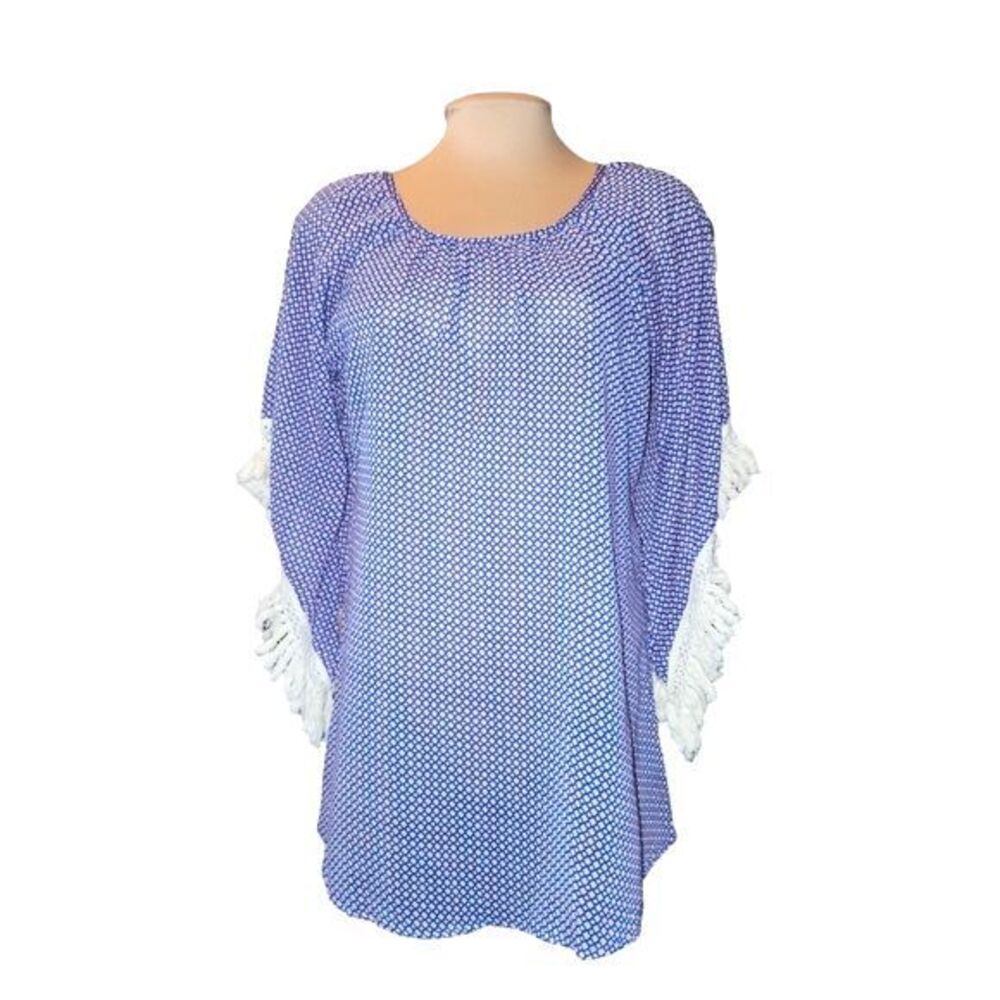 Avani Del‎ Amour Pink & Blue Fringed Sleeve Tunic Size S